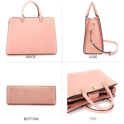 Dasein Women Handbags Purses Ladies Work Purse Satchel Tote Top Handle Shoulder Bags with Matching Clutch - color: 1pebbled Pink
