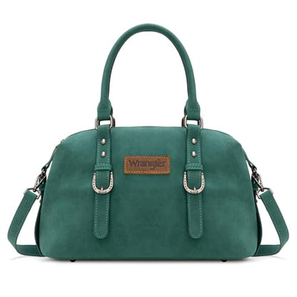 Wrangler Doctor Bag Top Handle Purse Hobo Shoulder Barrel Satchel Handbags for Women - color: Suede Turquoise
