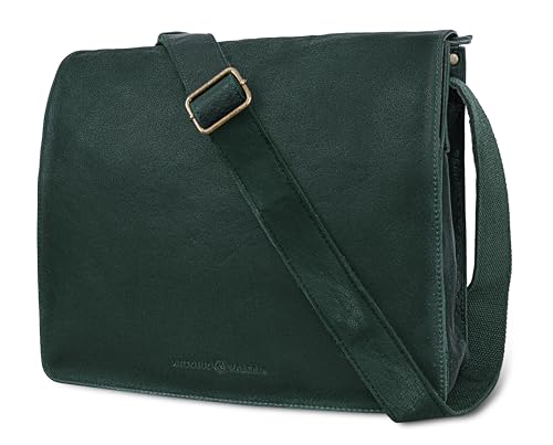 Antonio Valeria Albert Premium Leather Messenger Bag for Men - color: Oily Wash Green
