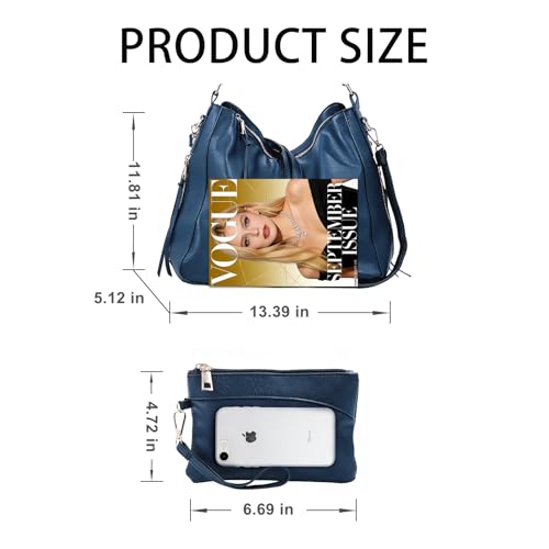 Auralith Purses for Women, 3-in-1 Hobo Crossbody Shoulder Handbags Bags | PU leather hobo purses set large capacity lightweight daily travel work - color: 2pcs-blue
