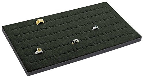 TheDisplayGuys - 6-Pack Deluxe Black Velvet Jewelry Ring Display Foam Pad Insert - 72 Slots Holder - 14x7 Full Size - color: Velvet (Black), size: 72 Slots