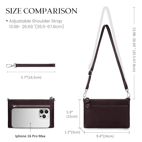 befen Genuine Leather Wristlet Clutch Wallet Purses with RFID Blocking - color: Coffee