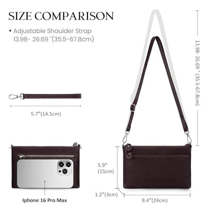 befen Genuine Leather Wristlet Clutch Wallet Purses with RFID Blocking - color: Coffee