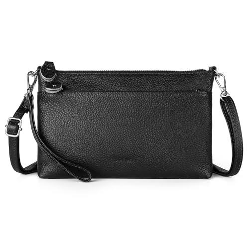 befen Genuine Leather Wristlet Clutch Wallet Purses with RFID Blocking - color: Black
