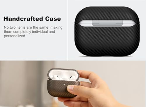 Haobobro Leather Case - for AirPods Pro 2 / AirPods Pro 2nd Generation Case | Selected Skin-friendly Cowhide Leather, Carbon Fibre Texture, Handmade Drop Protective Hard Cover - Black - color: Black, size: AirPods Pro 2