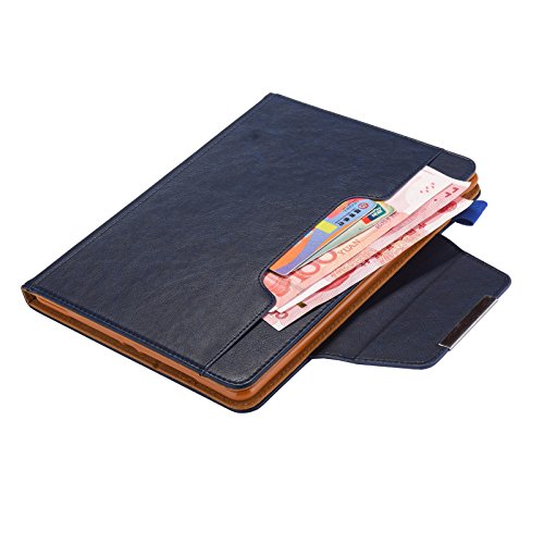 Folio Case for iPad Pro 11-inch M5 2025/M4 2024, Techcircle Anti-Slip Stand PU Leather Soft TPU Back Magnetic Smart Cover with Pencil Holder + Card Slots + Front Pocket, Auto Sleep/Wake, Navy - color: 02 Navy, size: iPad Pro 11 2024-2025