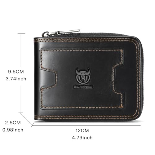 LUKZIJAES Mens Wallets Genuine Leather RFID Blocking with Zipper Wallet for Men Large Capacity 14 Card Slots, ID Window & Coin Pocket for Travel (#15-Black) - color: #15-Black