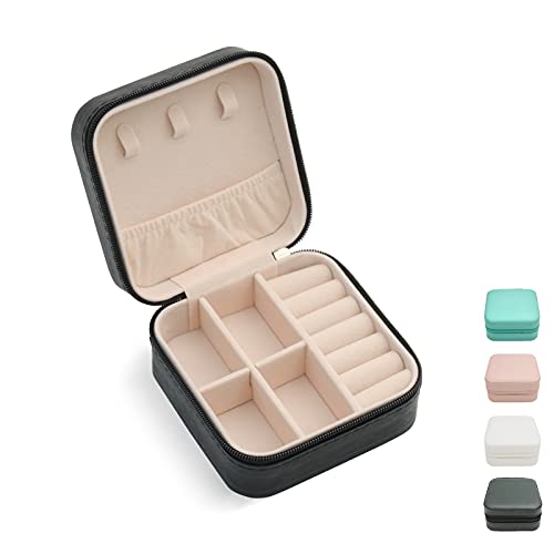 TRODANCE Mini Jewelry Travel Case, Small Portable Jewellry Organizer Box Portable Display Storage Box for Rings Earrings Necklaces, Gifts for Girl, Women, Wedding, Birthday, Mom, Mother's Day (Black) - color: 1 pack - Black