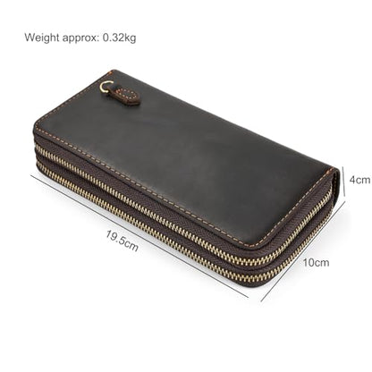 Genuine Leather Long Wallet for Men, Large Capacity Purse Clutch Bag Handbag Checkbook Cash Credit Cards Phone Holder | Large Capacity - color: 1009-Dark Brown