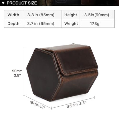 Hiram Genuine Leather Hexagon Watch Roll Travel Case, Leather 1-Watches Roll Case with Removable Pillow Cushion for Treasured Watches and Bracelets - color: Brown, size: 1-slots
