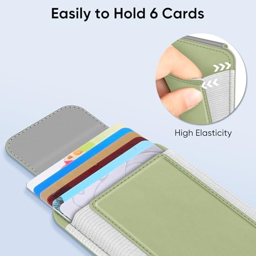 FINPAC MagSafe Wallet Magnetic Card Wallet Holder for Women Men | For iPhone 17/16/15/14/13/12 Series, Safe RFID Blocking Slim Leather 6 Card Holder - color: Bamboo Green
