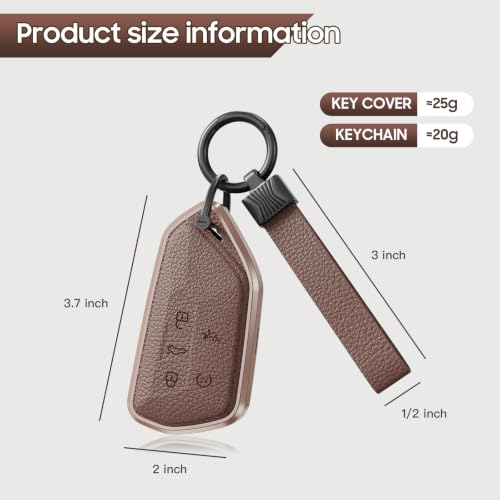 for Volkswagen Key Fob Cover, Aluminum and Leather Protective Case | Premium Shell with Keychain Compatible with VW Tiguan Atlas ID4 Golf Smart Key (D Black)