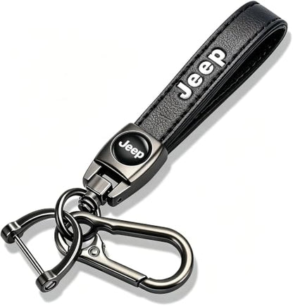 Leather Car Key Chain for Jeep Grand Cherokee Wrangler Compass Renegade Patriot Grand Comander Series Keyring Keychain Accessories Family Present(Black) - color: Black-08