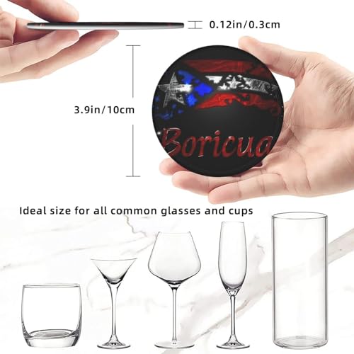 Puerto Rico Leather Drinks Coasters with Holder, Set of 6 | Suitable For Various Cups - color: Puerto Rico