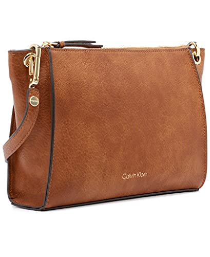 Calvin Klein Reyna Crossbody Bag, Caramel, One Size | Women's, Back Slip Pocket, 2 Slip Pockets, 1 Zip Pocket, Adjustable Crossbody Strap, Everyday - color: Caramel