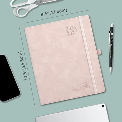 POPRUN Weekly Planner 2026-2027 (Large 8.5''x 10.5'') Calendar Notebook | Academic Daily Planner (JUL.26-JUN.27) Appointment Book with Monthly Tabs, Leather Soft Cover, Inner Pocket - Black - color: Black, size: Large-8.5" X 10.5", style: Academic Year 20