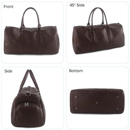 Weekender Bags with Shoe Compartment Travle Carry On Bag (Coffee) | Handwoven Duffel for Women with Wet Dry Separation, Beach Tote for Gym Overnight Trip - color: Coffee