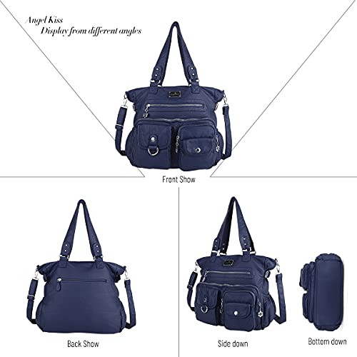 Angel Kiss Large Purses for Women Soft PU Leather Hobo Bag for Women Shoulder Bags - color: Blue