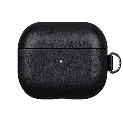 LOPIE Leather Case with Clip for AirPods 3 (Released in 2021), Handmade Case Fully-Wrapped with Full-Grain Leather, Protective Hard Cover for Gen 3 AirPods (Not for AirPod Pro 3rd Generation), Black - color: [Full Grain Leather]-Black Case with Clip