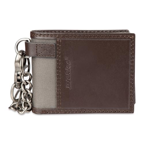 Dickies Men's RFID Everyday Leather Bifold Chain Wallet Black - color: Brown Slimfold