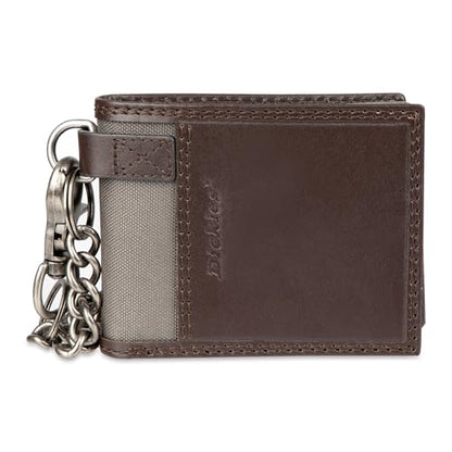 Dickies Men's RFID Everyday Leather Bifold Chain Wallet Black - color: Brown Slimfold