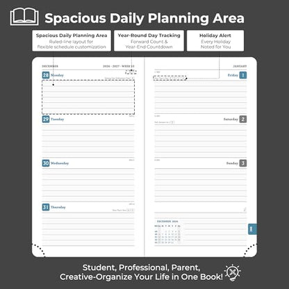 Weekly Monthly 2026-2027 Planner (July 26-Dec 27),6.5"x3.75" | 18 Months Agenda Plan with Month Tabs & Pocket,Expenses/Note Pages, Academic Calendar with Vegan Leather Cover,Black - color: Black, size: Pocket-6.5" x 3.75"