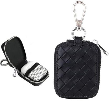 Earbud Case, Headphone Storage Case with Keychain EB-1 Lattice Black | PU Leather Zipper Carrying Pouch Bag for USB Cable, Wired Earphones and AirPods Pro 2/ Pro 3/ AirPods 4/3/ 2/1 - color: Cable Lattice Black