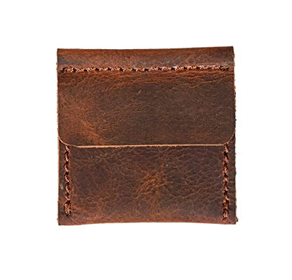 Handmade Brown Leather Wedding Ring Case, Engagement Ring Pouch for Bride and Groom, Travel Jewelry Storage, Proposal RingHolder, and RingBearer, Small Jewelry Pouch - color: Brown