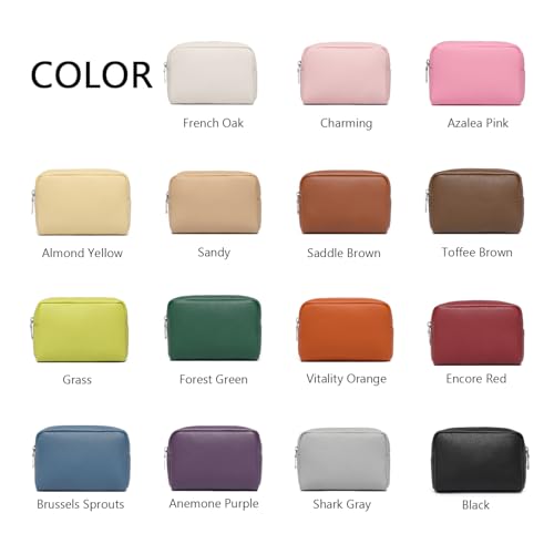 Makeup Bag for Purse Travel Cosmetic Bag (PU Forest Green) - color: Forest Green