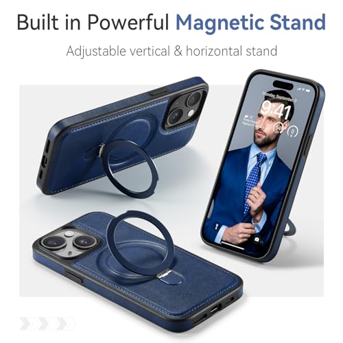 for iPhone 15 Plus Case with Stand Compatible with Magsafe, Blue - color: Dark Blue, size: iPhone 15 Plus - 6.7"