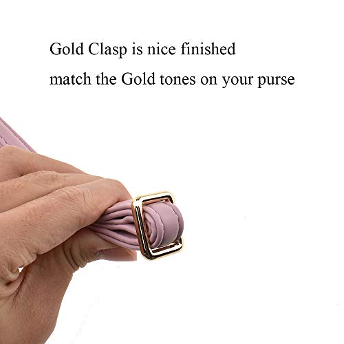 HAHIYO Adjustable Smooth Pink Leather Purse Chain Strap Length 31.5-55.1 Inch Gold Hardware for Shoulder Cross Body Sling Purse Replacement Comfortable 0.71 Inch Wide 4.7mm Extra Thick 1 Pack - size: Smooth Pink(Gold Hardware)-0.71 Inch Wide