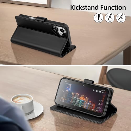 Shieldtop Compatible with MagSafe iPhone 16 Plus Wallet Case,Black | 2 in 1 Detachable Magnetic,Credit Card Holder Slots,RFID Blocking,PU Leather,Kickstand,Flip Folio Phone Cover for Men & Women - color: Black, size: iPhone 16 Plus - 6.7"