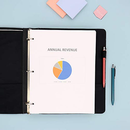 Blue Sky ProView Legacy Black 3 Ring Binder, Letter Size, 1", Textured Faux Leather Cover, Built-in Pockets, Holds 175 Sheets, 6-Pack (10504-C) | Textured Faux Leather Cover, Built-in Pockets, Each holds 175 Sheets, For Office and School - size: 1", style