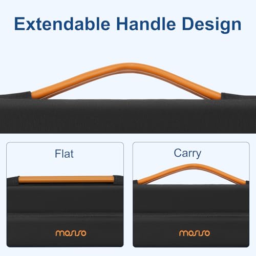 MOSISO Laptop Case 13.3 inch, 13-14 inch Laptop Sleeve, Black | Compatible with MacBook Neo/Air 13.6/Pro 13/Pro 14, HP Dell Acer ASUS, Side Open Case with Raised Pocket&PU Handle&Belt