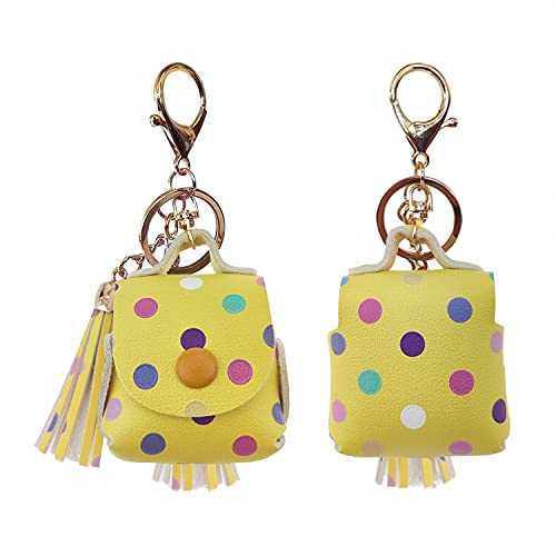 MODOS LOGICOS Charging Case Cover for Apple Air Pods, PU Leather Case with a Couple of Drooping Tassels for Apple AirPods 1/2 Charging Case - Yellow Dots - color: YellowDots(PU)