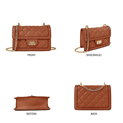SG SUGU Small Quilted Crossbody Bag, Trendy Designer Mini Shoulder Bag, Phone Wallet Purse for Women - color: Tan