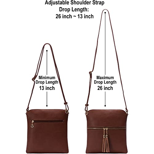 Solene Womens Lightweight Medium Crossbody Purse with Tassel, Perfect Size Crossbody Bags for Daily Use, travel - color: Coffee