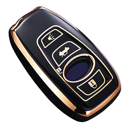 for Subaru Key Fob Cover, for Forester Outback BRZ Legacy CrossTrek Premium Soft TPU 360 Degree Protection Key Case Remote Key Holder (Black) - color: Black