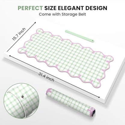 Leather Desk Pad, Desk Mat Mouse Pad, Non-Slip Mousepad Waterproof PU Table Cover Blotter for Computer Laptop Extra Large Keyboard Mat for Women Girl Office Home Dorm, Soft Pink + Green Checkered - color: Soft Pink + Green Checkered