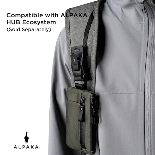 ALPAKA Zip Pouch Pro Slim RFID Blocking Zipper Wallet | Mens EDC Pouch with YKK Zippers, Multi-tool Slot, Holds 4-12 Cards, Compatible with HUB Accessories, Weatherproof Fabrics - color: Dark Green
