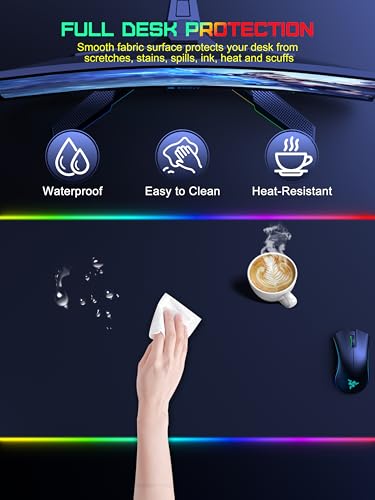 5-in-1 RGB Gaming Mouse Pad with Wireless Charging, Large Desk Mat, Black | 31.5” x 15.8” XXL Large Waterproof Mousepad Home Office Desk Pad, Includes 20W PD Adapter & 6.56ft Woven Cable - color: Upgraded Rgb - Black With Adapter