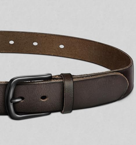 BULLIANT Men Belt Multi Pack,Leather Belt For Gift Men Golf Dress Casual Jean 7Holes 1 3/8" - color: Deep Brown4676, size: 48"-50"Waist Adjustable