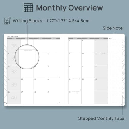 POPRUN 2027 Planner Weekly and Monthly, 8.5''x 10.5'' Calendar Notebook | 2027 Appointment Book(JAN.27 - DEC.27) Daily Planner with Note Page, Monthly Tabs, Leather Soft Cover, 100GSM - Black - color: Black, size: Large-8.5" X 10.5", style: Calendar Year