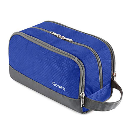 Gonex Travel Toiletry Bag for Men, Water Resistant Dopp Kit for Toiletries | Lightweight Nylon Shaving Bag, Multi Compartments, SBS Zippers, Side Handle, Perfect for Weekend Travel, Blue - color: Blue