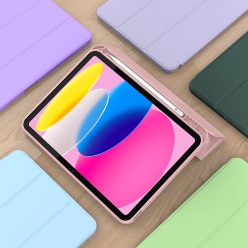 ToaPoia Case for iPad (A16) 11 Inch 2025/iPad 10th Generation 10.9 Inch 2022, Slim Trifold Stand Protective Cover with Pencil Holder and Soft TPU Back,Support Auto Sleep/Wake (Dark Salmon) - color: Dark Salmon