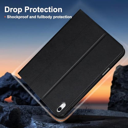 Gexmil Leather Case for iPad Air 11 Inch M4/M3/M2,10.9 Inch,Black | Genuine Leather Cover for iPad Air 2026/2025/2024/2022/2020,Smart Folio Pencil Holder,Protective,Adjustable Stand - color: Palm-Print Black