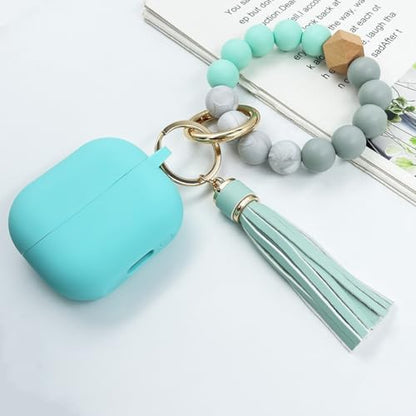 Compatible with Samsung Galaxy Buds 3 Case, Silicone Protective Cover for Galaxy Buds 3 Pro With Bracelet Keychain (Mint Green) - color: Mint Green