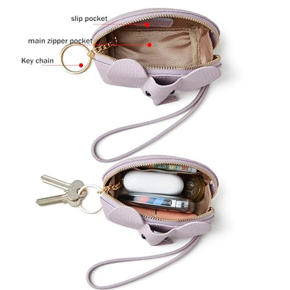DORIS&JACKY Small Leather Coin Purse for Women Mini Elephant Zipper Wallet - color: 4-Purple
