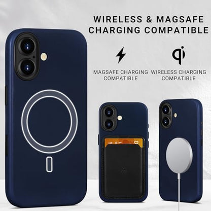 Belemay Vegetable-Tanned Leather Case for iPhone 17 Compatible with MagSafe - color: Midnight Blue, size: iPhone 17