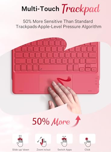 CHESONA Compatible for iPad 11th(A16)/10th Generation Case with Keyboard | Detachable Folio Keyboard Case with Multi-Touch Trackpad, 7-Color Backlight, Pencil Holder & Dual Bluetooth, Red - color: red